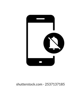 Campainha silenciosa com ícone de celular. Símbolo de sinal de silêncio do celular