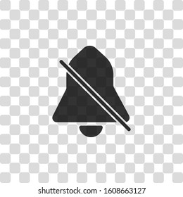 silent bell. simple icon. Black symbol on transparency grid