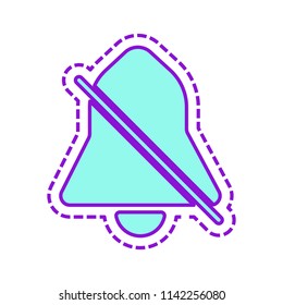 silent bell. simple icon. Colored sketch with dotted border on white background
