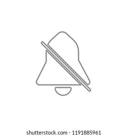 silent bell. simple icon. Dotted outline silhouette with shadow on white background