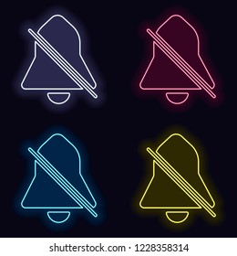 silent bell. simple icon. Set of fashion neon sign. Casino style on dark background. Seamless pattern