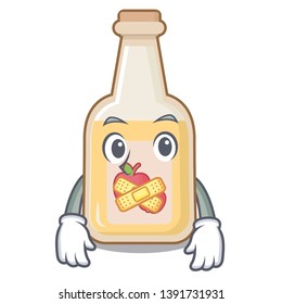Silent bottle apple cider above cartoon table