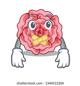 Silent carnations flower above mascot wood table