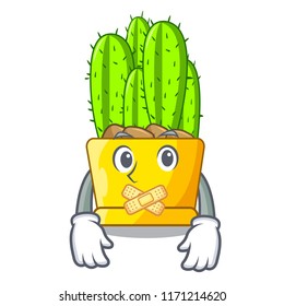 Silent cereus cactus with flower buds cartoon