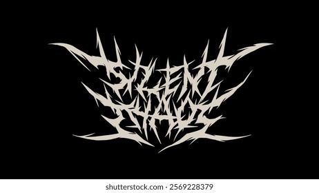 Silent Chaos, tribal metal vector typography with jagged, symmetrical spikes. Bold and chaotic, perfect for metal branding or dark themed designs