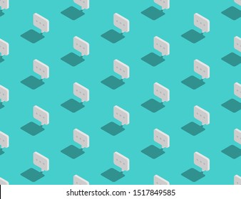 Silent dot in speech bubble message 3D isometric seamless pattern, Leave chat concept design illustration isolated on green background with copy space, vector eps 10