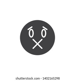 Silent Emoji face vector icon. filled flat sign for mobile concept and web design. Secret face emoticon glyph icon. Symbol, logo illustration. Vector graphics