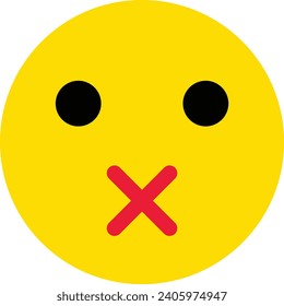 Icono de emoji silencioso . Vector de icono de emoji silenciado aislado en fondo blanco