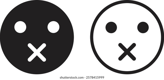 Silent emoji icon set in two styles . Muted emoji icon . Vector illustration