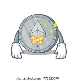 Silent Ethereum Coin Character Cartoon