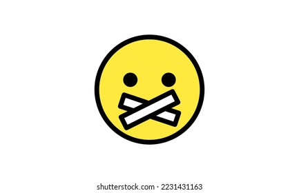 silent  expression emoji  vector yellow head simple modern design eps 8
