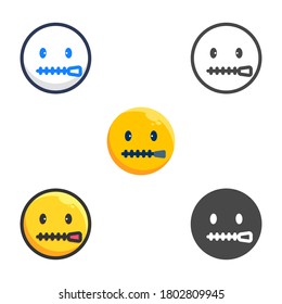 silent face flat icon set