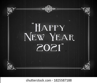 Silent film movie still screen - Happy New Year 2021 - Editable Vector EPS10