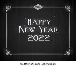 Silent film movie still screen - Happy New Year 2022 - Editable Vector EPS10