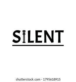 silent flat logo - silent logo illustration combined with zipper image