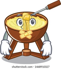 Silent fondue cheese in a cartoon plate