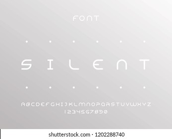 Silent font. Vector alphabet letters and numbers. Typeface design. 
