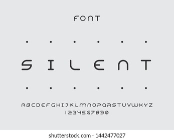 Silent font. Vector alphabet letters and numbers. Typeface design. Typography Graphic
