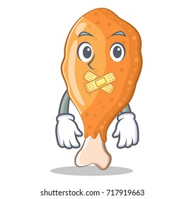 Silent fried chicken character cartoon vector illustration