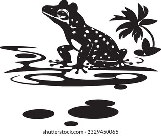 The Silent Frog of the Pond. Vector illustration.
