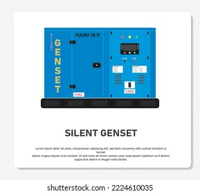 Silent Generator With Genset Logo Simple Vector Editable Stroke