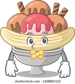 a silent gesture of banana split mascot cartoon character design