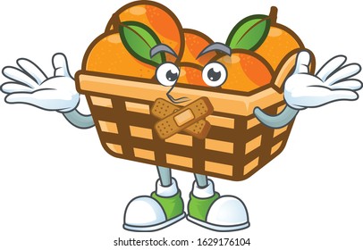 a silent gesture of basket oranges mascot cartoon character design