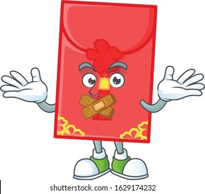 a silent gesture of chinese envelope mascot cartoon character design