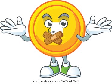 a silent gesture of chinese gold coin mascot cartoon character design