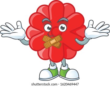 a silent gesture of chinese red flower mascot cartoon character design