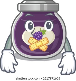 a silent gesture of grape jam mascot cartoon character design