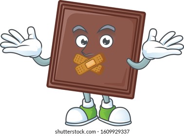 a silent gesture of one bite of chocolate bar mascot cartoon character design