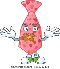 a silent gesture of pink love tie mascot cartoon character design