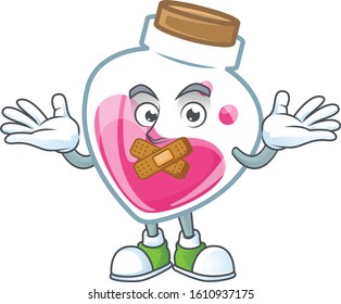 a silent gesture of pink potion mascot cartoon character design