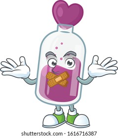 a silent gesture of purple potion mascot cartoon character design