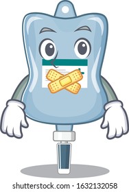 a silent gesture of saline bag mascot cartoon character design