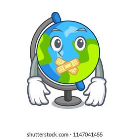 Silent globe mascot cartoon style