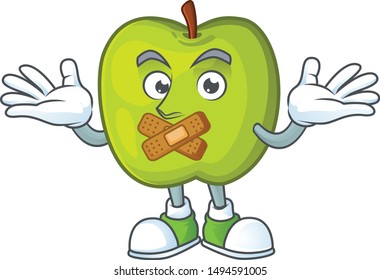 Silent granny smith apple character for health mascot