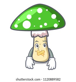 Silent green amanita mushroom mascot cartoon