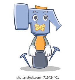 Silent hammer character cartoon emoticon vector illustration