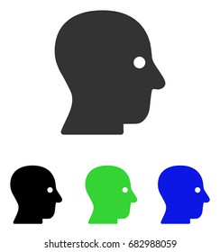 Silent Head vector icon. Illustration style is a flat iconic colored symbol with different color versions.