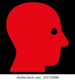 Silent Head vector icon. Style is flat symbol, red color, rounded angles, black background.