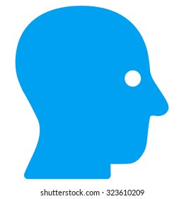 Silent Head vector icon. Style is flat symbol, blue color, rounded angles, white background.