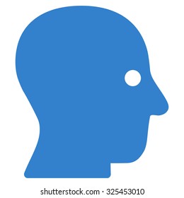 Silent Head vector icon. Style is flat symbol, cobalt color, rounded angles, white background.