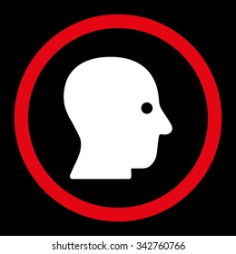 Silent Head vector icon. Style is bicolor flat rounded symbol, red and white colors, rounded angles, black background.