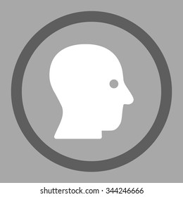 Silent Head vector icon. Style is bicolor flat rounded symbol, dark gray and white colors, rounded angles, silver background.
