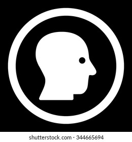 Silent Head vector icon. Style is flat rounded symbol, white color, rounded angles, black background.