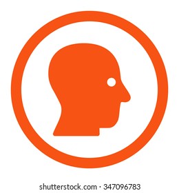 Silent Head vector icon. Style is flat rounded symbol, orange color, rounded angles, white background.
