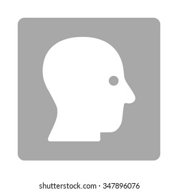 Silent Head vector icon. Style is flat rounded square button, white and silver colors, white background.
