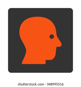 Silent Head vector icon. Style is flat rounded square button, orange and gray colors, white background.